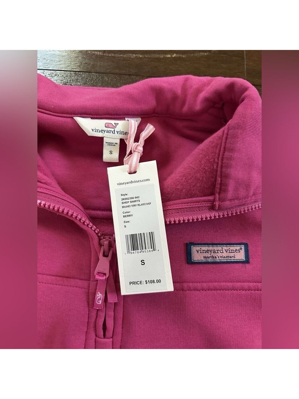 Vinyard Vines-Surf Terry Shep Shirt-size Small-berry relaxed fit-NWT - Picture 2 of 9